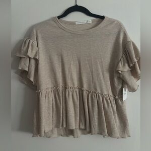 Altar'd State NWT Cream Ruffled Blouse